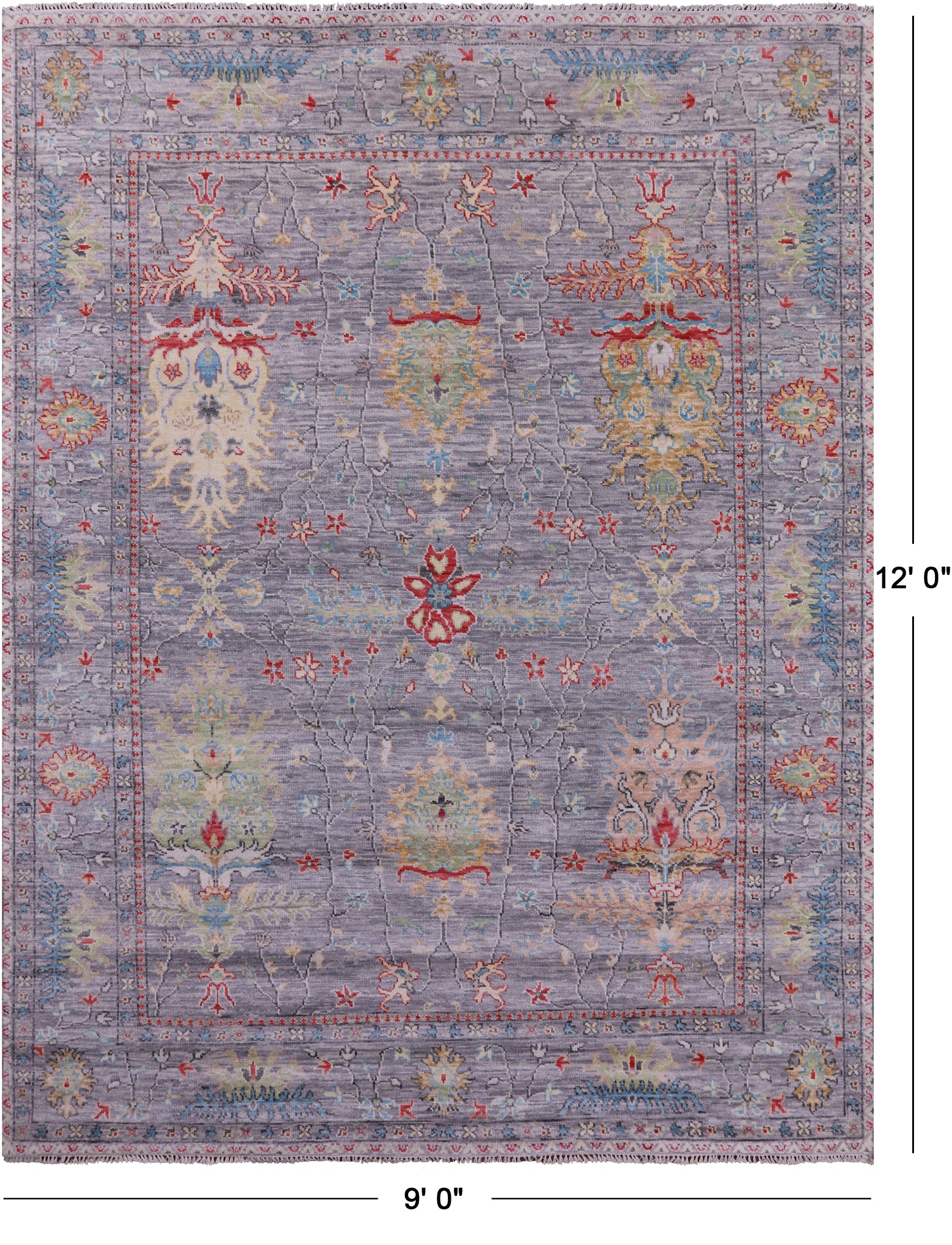 Grey Turkish Oushak Hand Knotted Wool Rug - 9' 0" X 12' 0" - Golden Nile