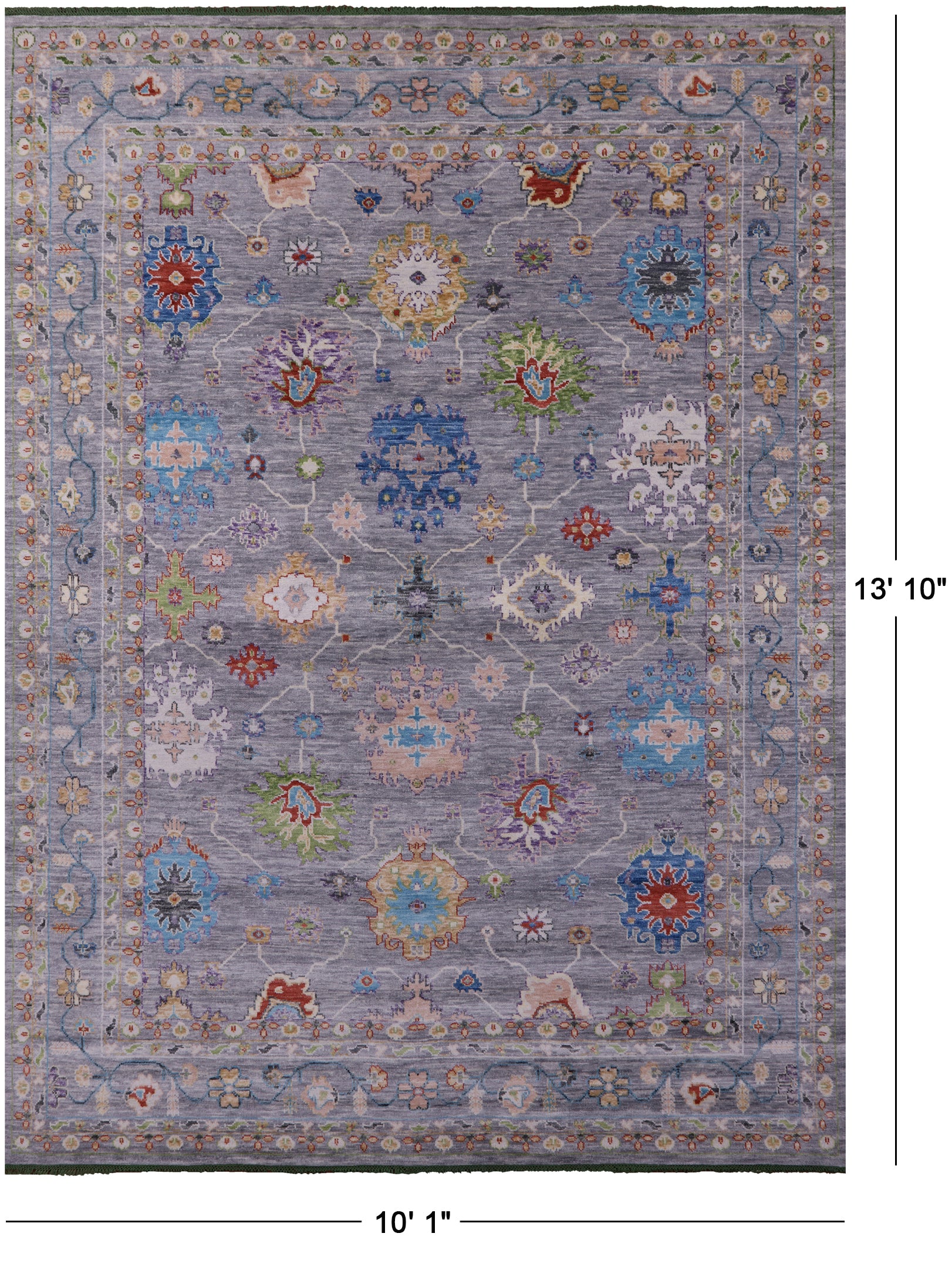 Grey Turkish Oushak Hand Knotted Wool Rug - 10' 1" X 13' 10" - Golden Nile