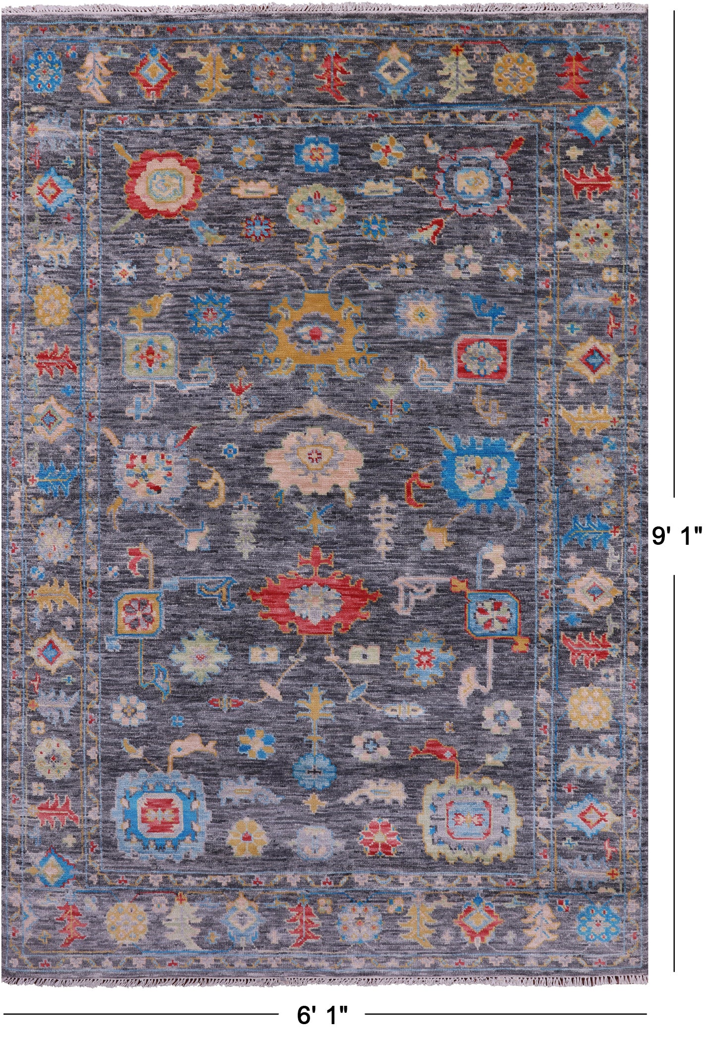 Grey Turkish Oushak Handmade Wool Rug - 6' 1" X 9' 1" - Golden Nile