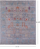 Grey Turkish Oushak Hand Knotted Wool Rug - 11' 11" X 14' 10" - Golden Nile