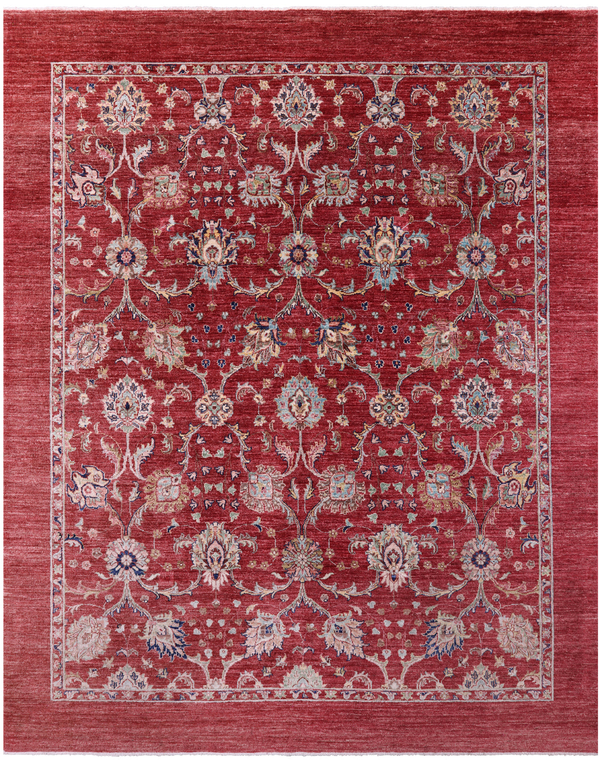 Red Persian Tabriz Hand Knotted Wool Rug - 8' 1" X 10' 0" - Golden Nile