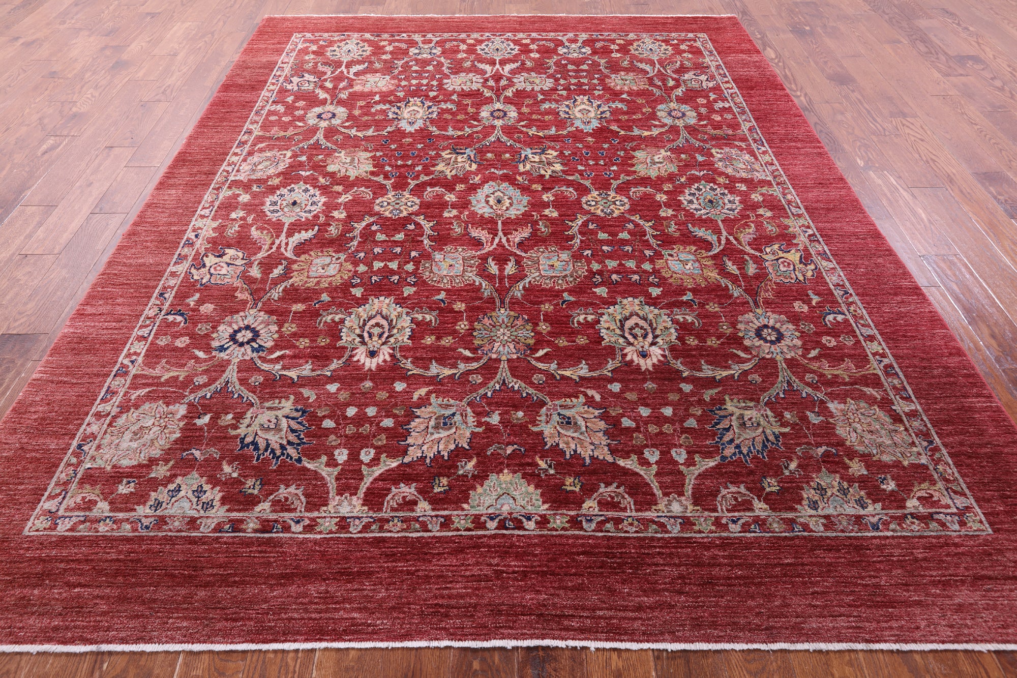 Red Persian Tabriz Hand Knotted Wool Rug - 8' 1" X 10' 0" - Golden Nile