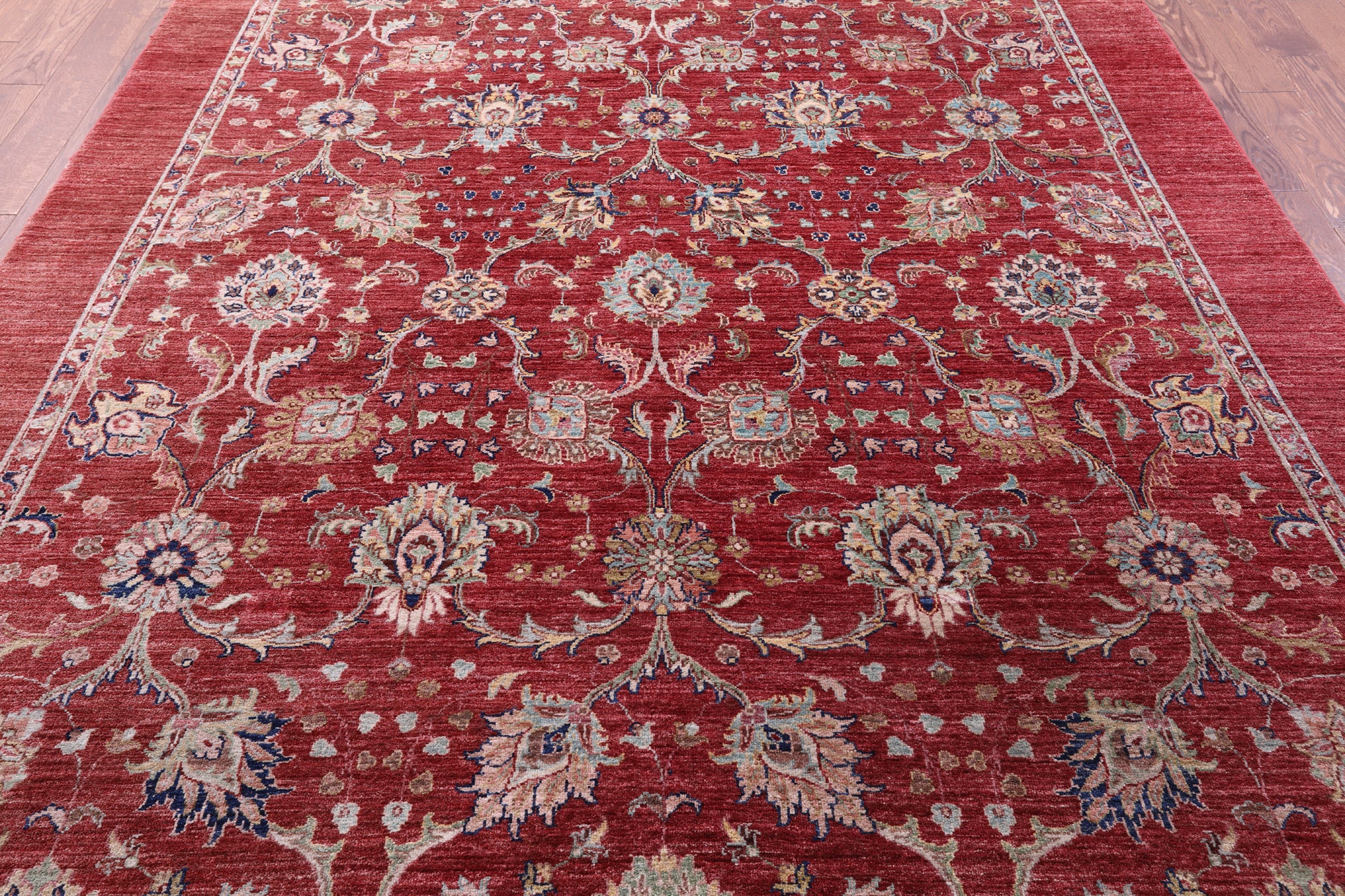 Red Persian Tabriz Hand Knotted Wool Rug - 8' 1" X 10' 0" - Golden Nile