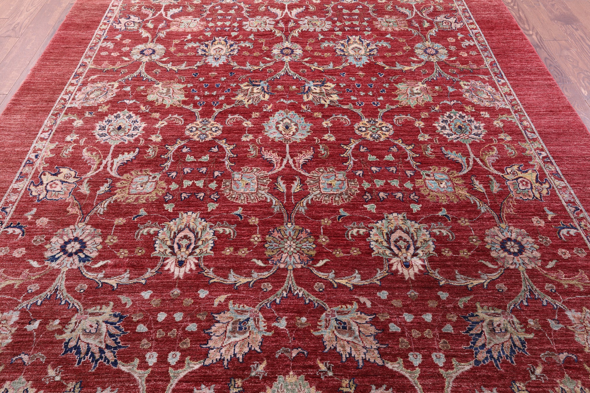 Red Persian Tabriz Hand Knotted Wool Rug - 8' 1" X 10' 0" - Golden Nile