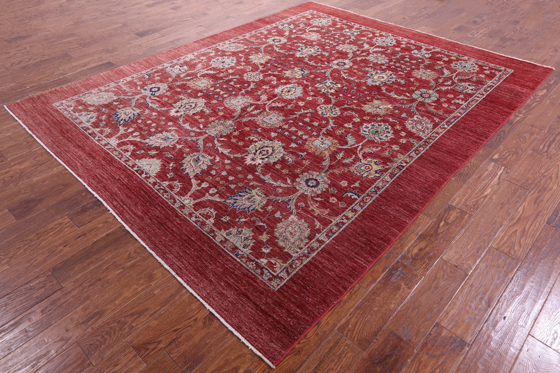 Red Persian Tabriz Hand Knotted Wool Rug - 8' 1" X 10' 0" - Golden Nile