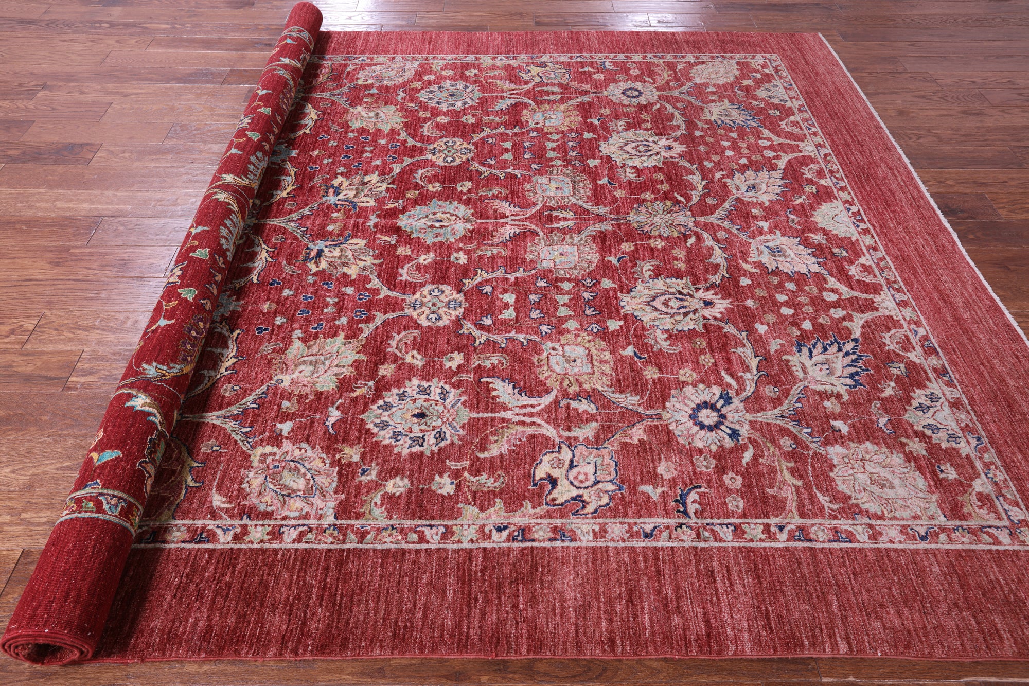 Red Persian Tabriz Hand Knotted Wool Rug - 8' 1" X 10' 0" - Golden Nile