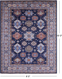 Blue Super Kazak Hand Knotted Wool Rug - 8' 0" X 10' 2" - Golden Nile