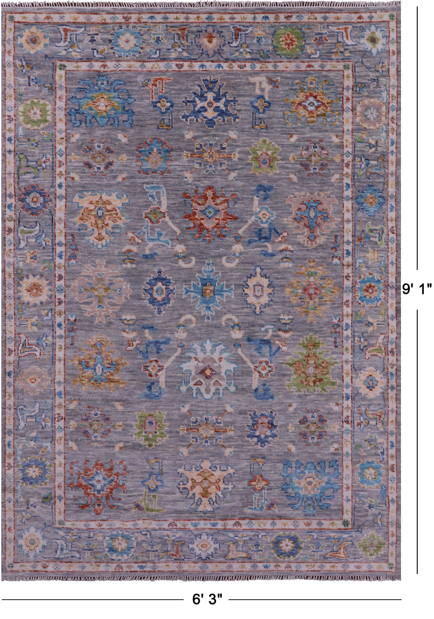Grey Turkish Oushak Hand Knotted Wool Rug - 6' 3" X 9' 1" - Golden Nile