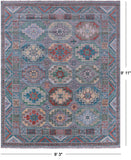 Grey Turkmen Ersari Hand Knotted Wool Rug - 8' 3" X 9' 11" - Golden Nile