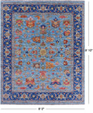 Blue Persian Fine Serapi Hand Knotted Wool Rug - 8' 0" X 9' 10" - Golden Nile