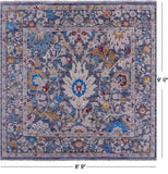 Grey Square Turkish Oushak Hand Knotted Wool Rug - 8' 9" X 9' 0" - Golden Nile
