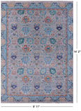 Grey William Morris Hand Knotted Wool Rug - 9' 11" X 14' 2" - Golden Nile