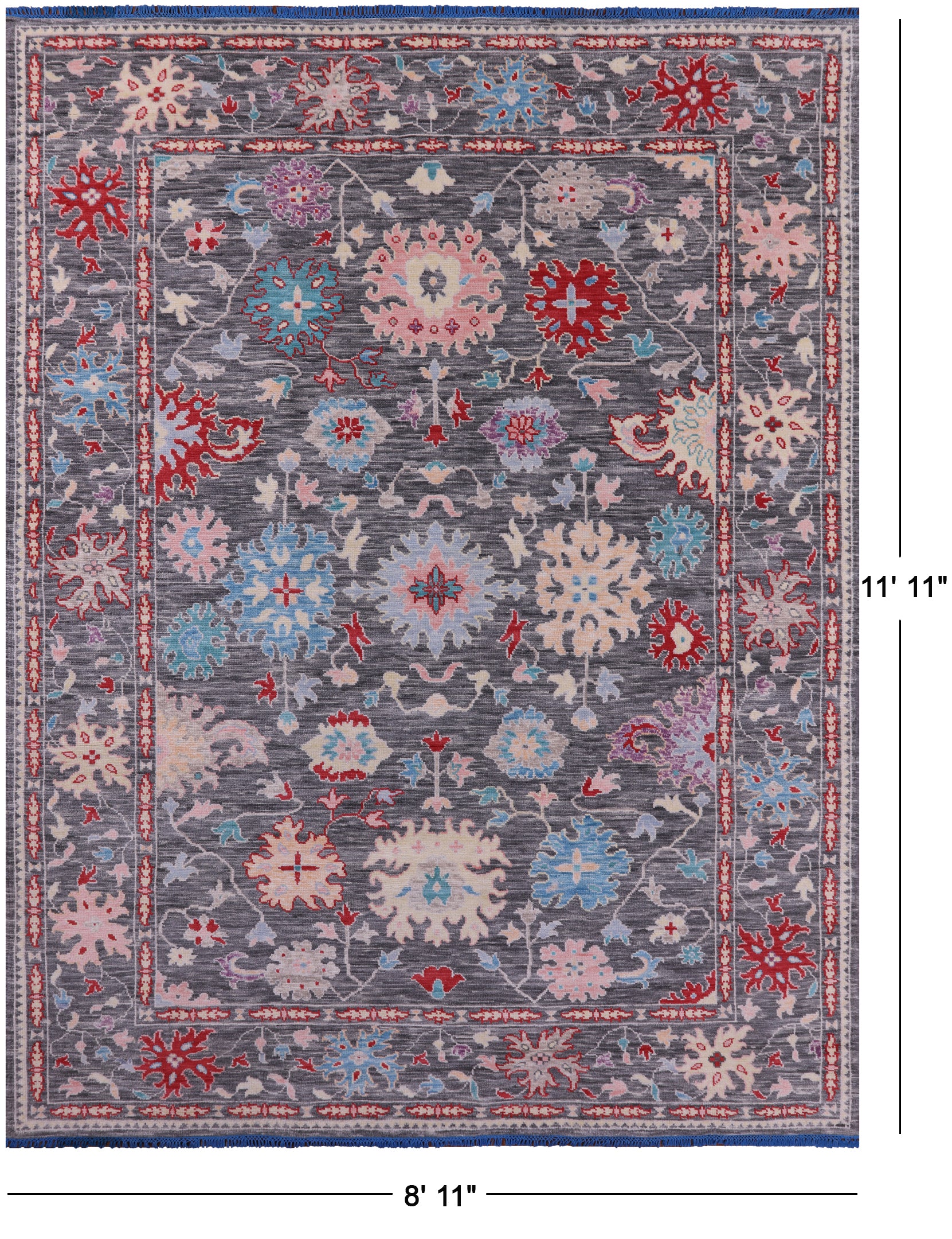 Grey Turkish Oushak Hand Knotted Wool Rug - 8' 11" X 11' 11" - Golden Nile