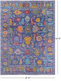 Blue Turkish Oushak Hand Knotted Wool Rug - 8' 11" X 12' 4" - Golden Nile