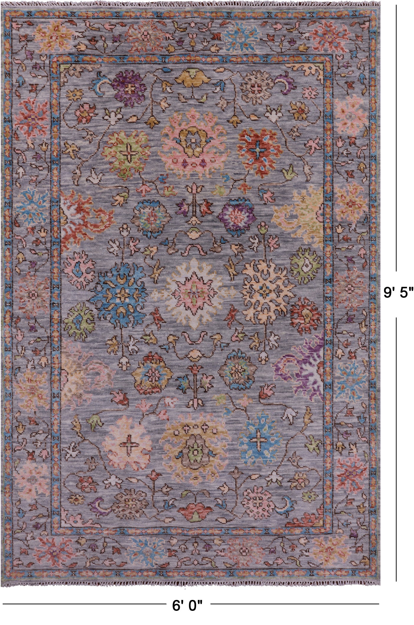 Grey Turkish Oushak Hand Knotted Wool Rug - 6' 0" X 9' 5" - Golden Nile