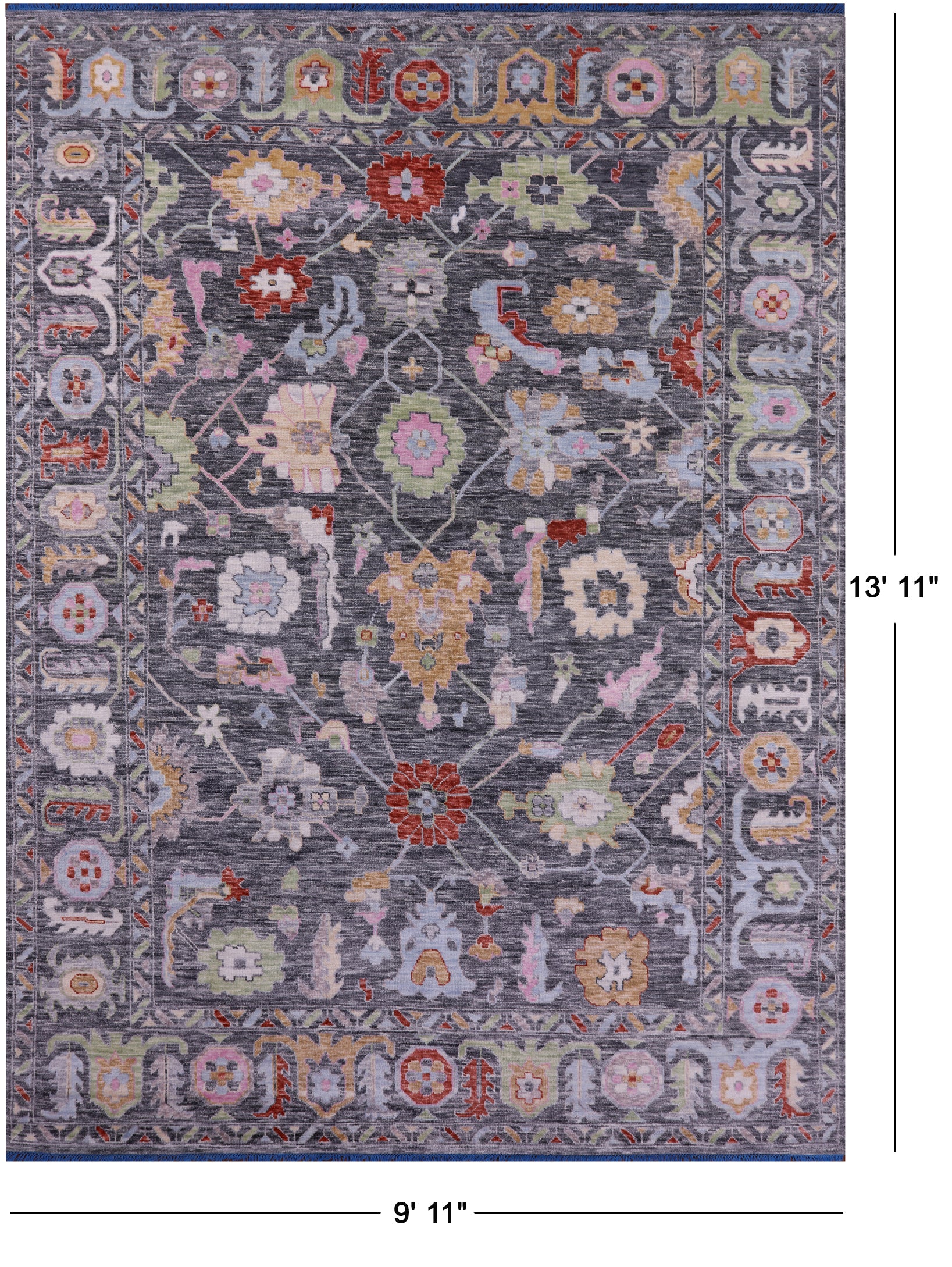 Grey Turkish Oushak Hand Knotted Wool Rug - 9' 11" X 13' 11" - Golden Nile