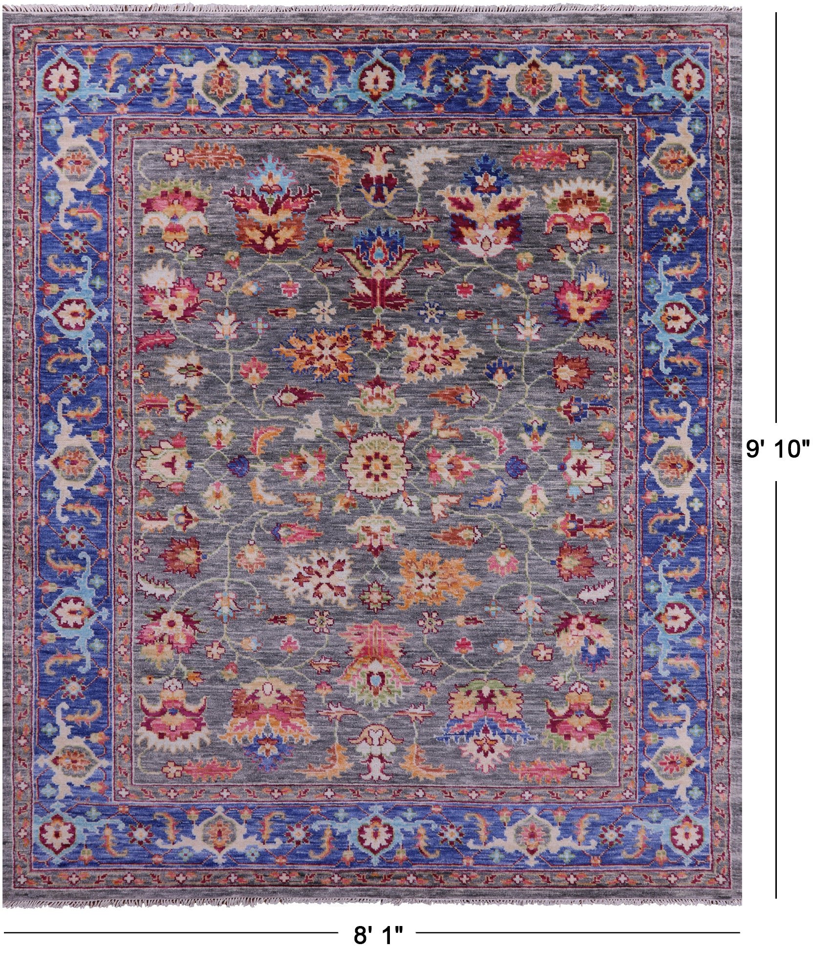 Grey Turkish Oushak Handmade Wool Rug - 8' 1" X 9' 10" - Golden Nile