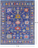 Blue Turkish Oushak Hand Knotted Wool Rug - 7' 10" X 9' 11" - Golden Nile