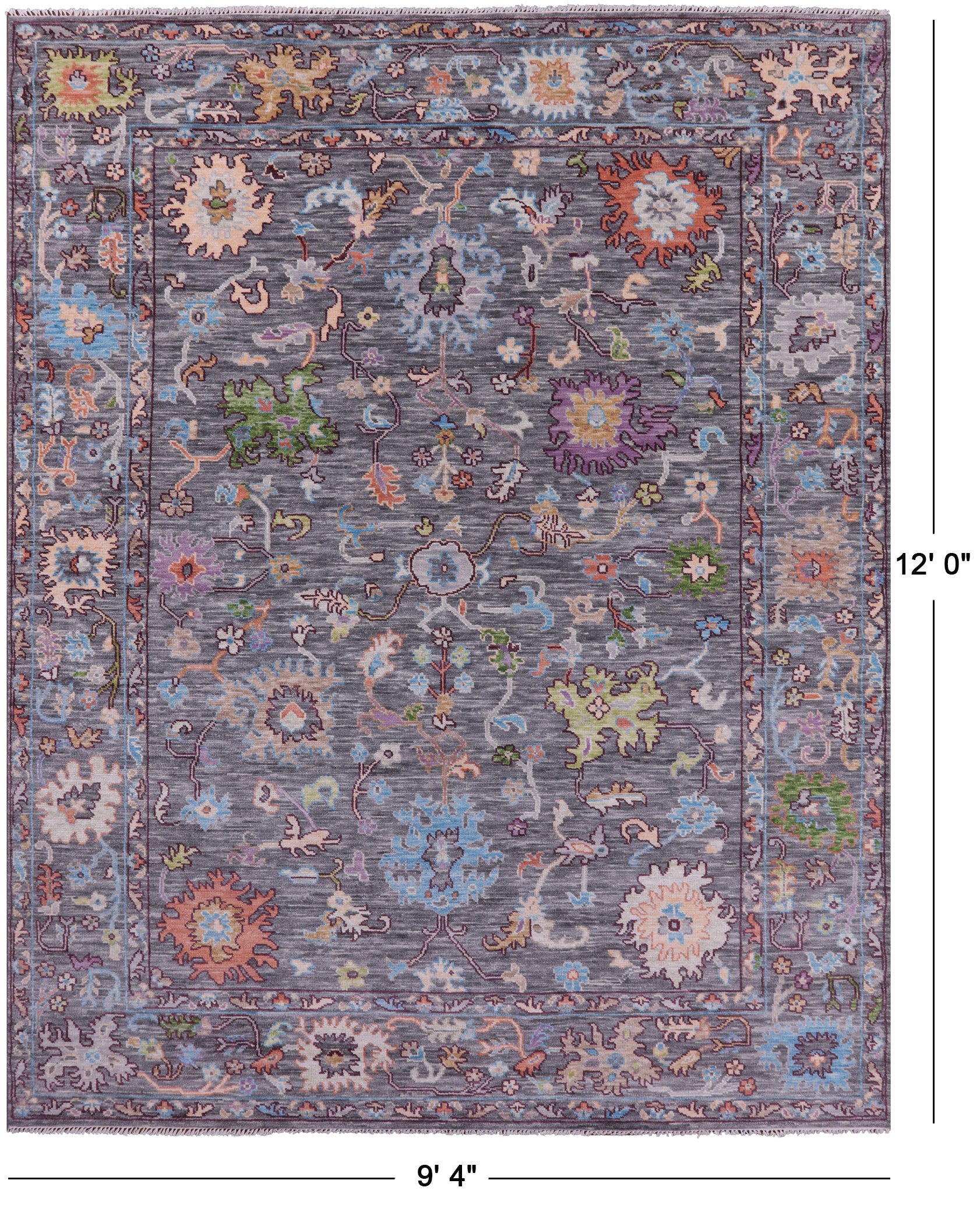 Grey Turkish Oushak Handmade Wool Rug - 9' 4" X 12' 0" - Golden Nile
