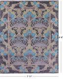 Grey William Morris Hand Knotted Wool Rug - 7' 11" X 9' 9" - Golden Nile
