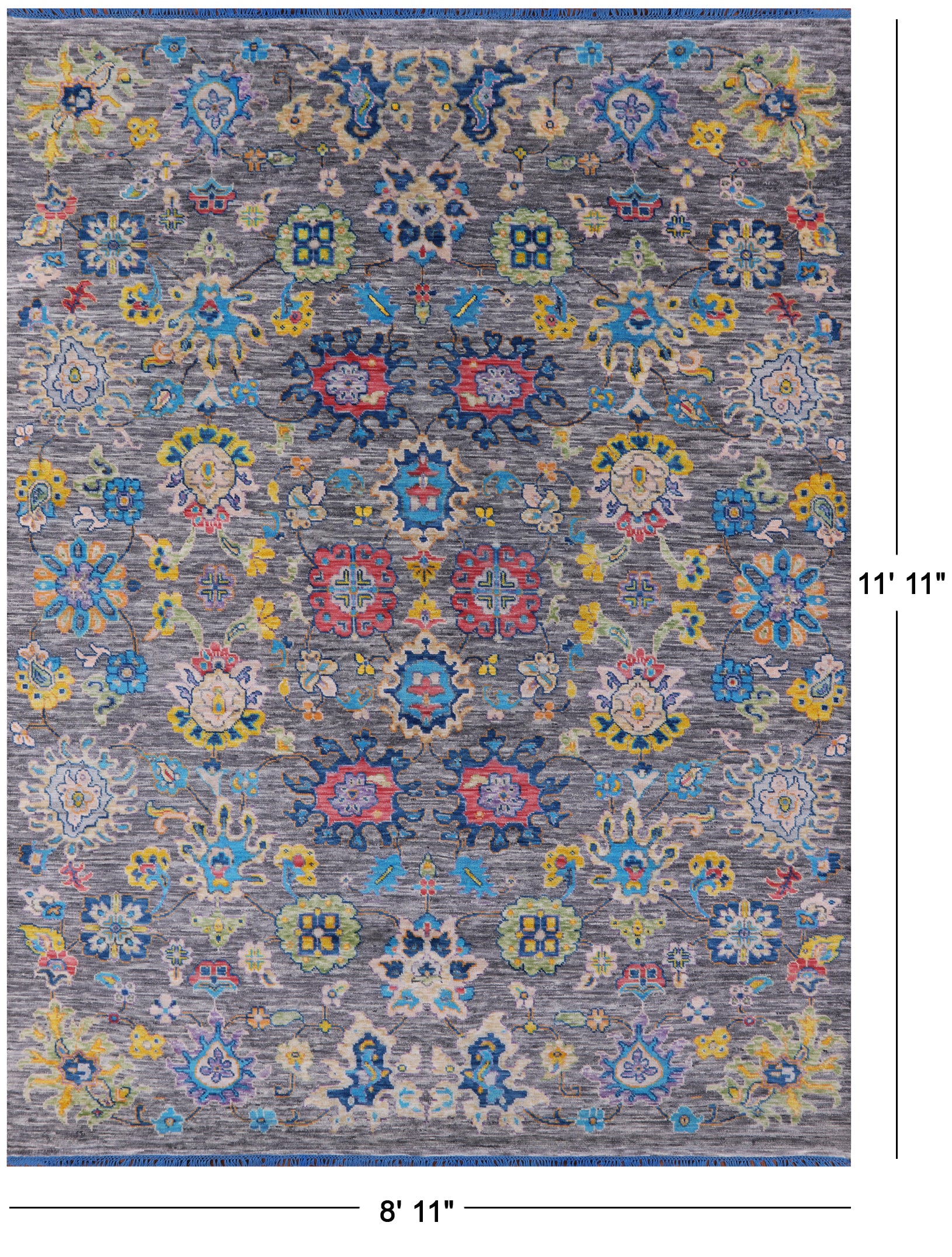 Grey Turkish Oushak Hand Knotted Wool Rug - 8' 11" X 11' 11" - Golden Nile