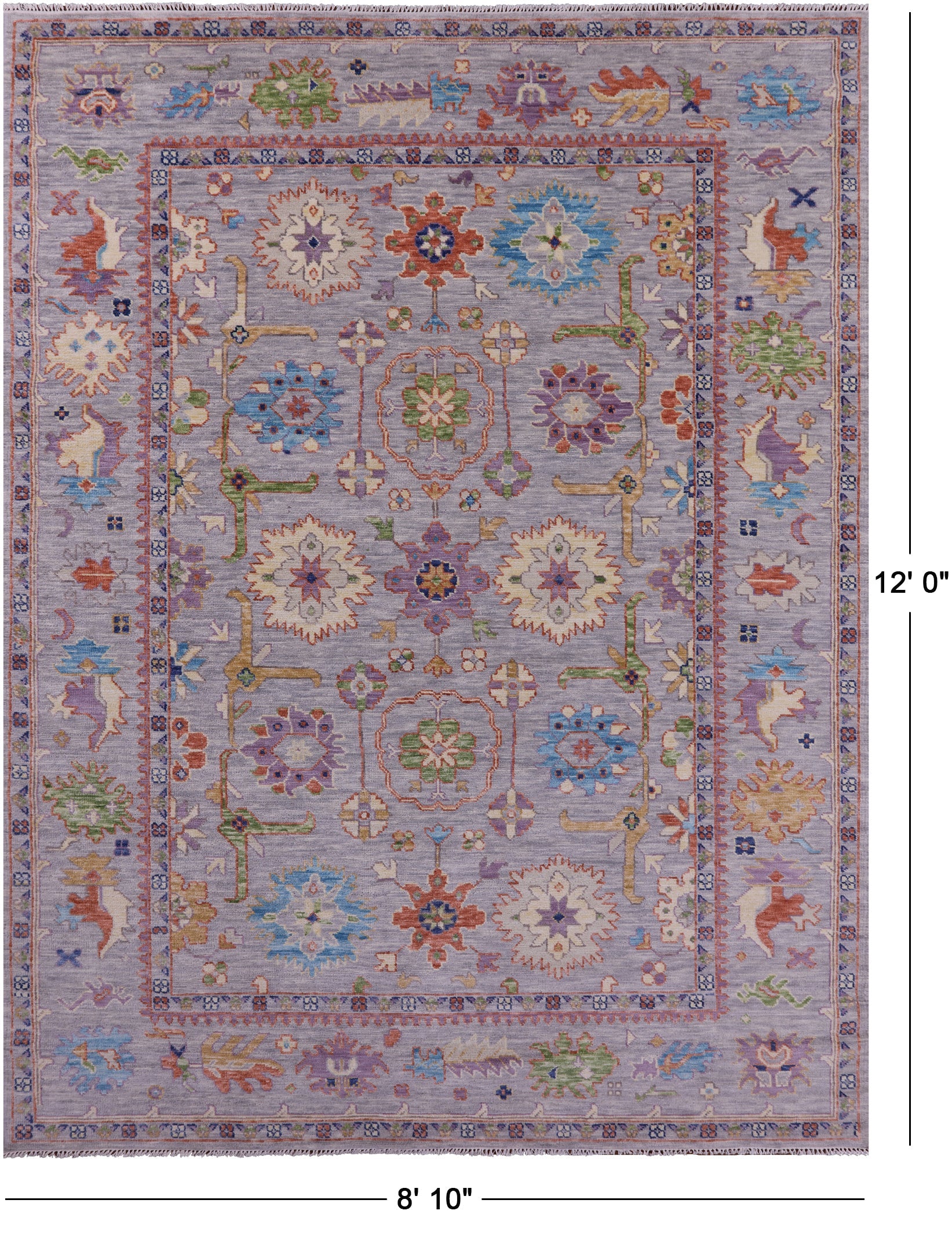 Grey Turkish Oushak Hand Knotted Wool Rug - 8' 10" X 12' 0" - Golden Nile