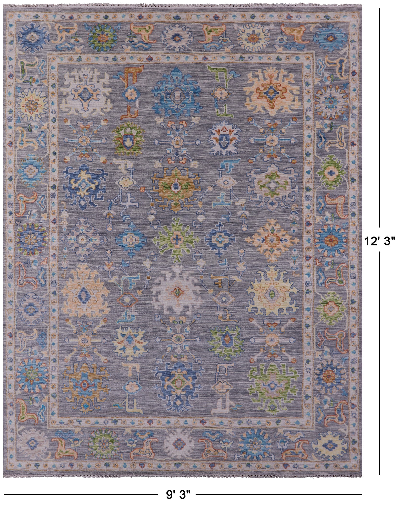 Grey Turkish Oushak Hand Knotted Wool Rug - 9' 3" X 12' 3" - Golden Nile