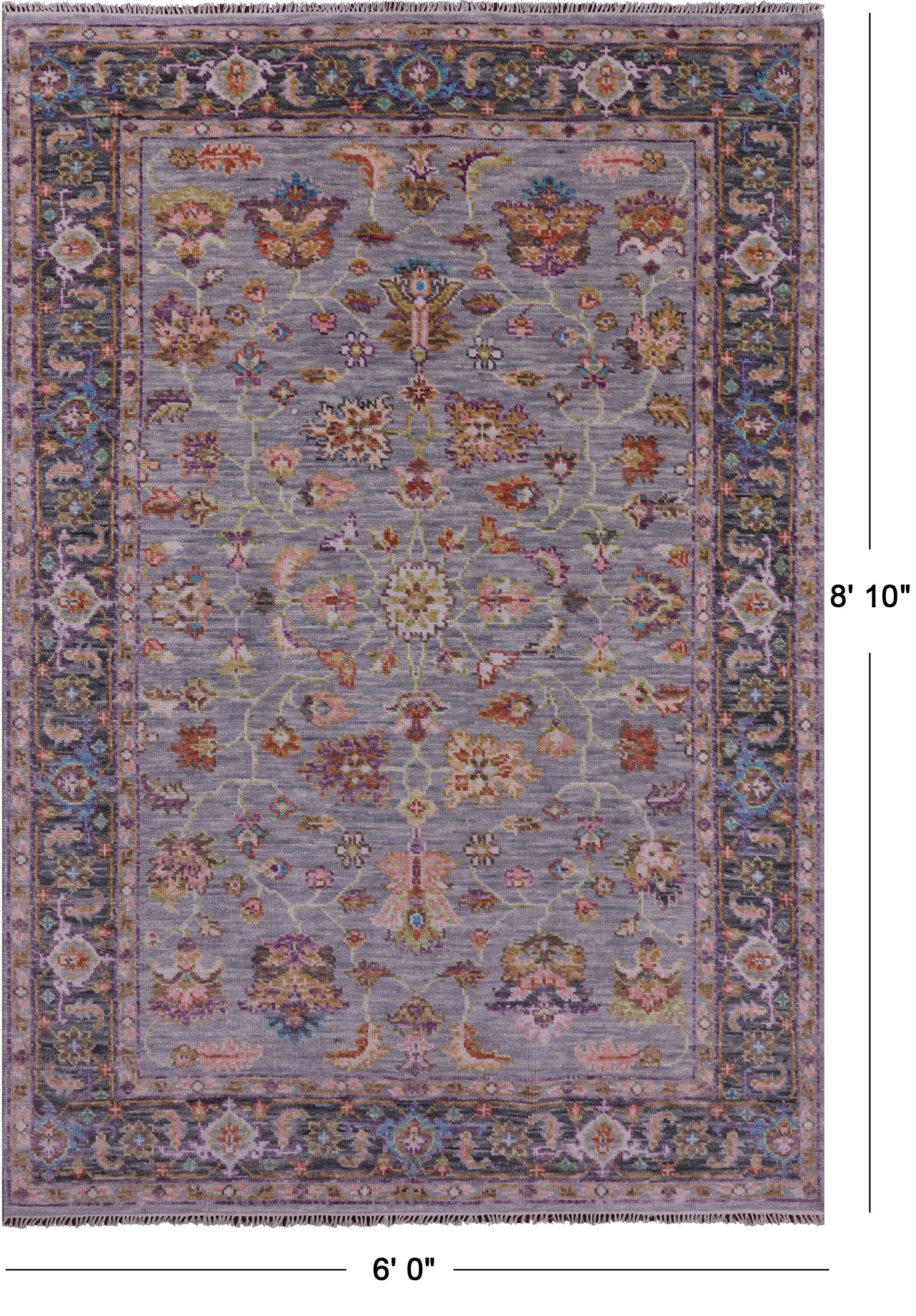 Grey Persian Fine Serapi Hand Knotted Wool Rug - 6' 0" X 8' 10" - Golden Nile