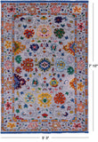 Grey Turkish Oushak Hand Knotted Wool Rug - 5' 3" X 7' 10" - Golden Nile