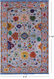 Grey Turkish Oushak Hand Knotted Wool Rug - 5' 3" X 7' 10" - Golden Nile