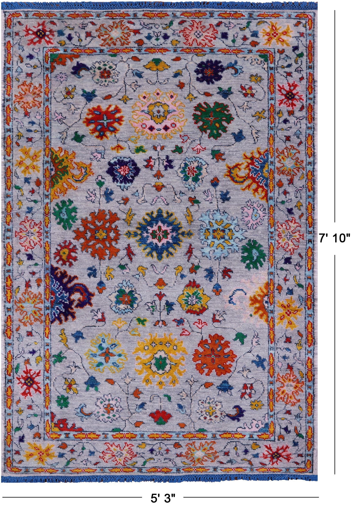 Grey Turkish Oushak Hand Knotted Wool Rug - 5' 3" X 7' 10" - Golden Nile
