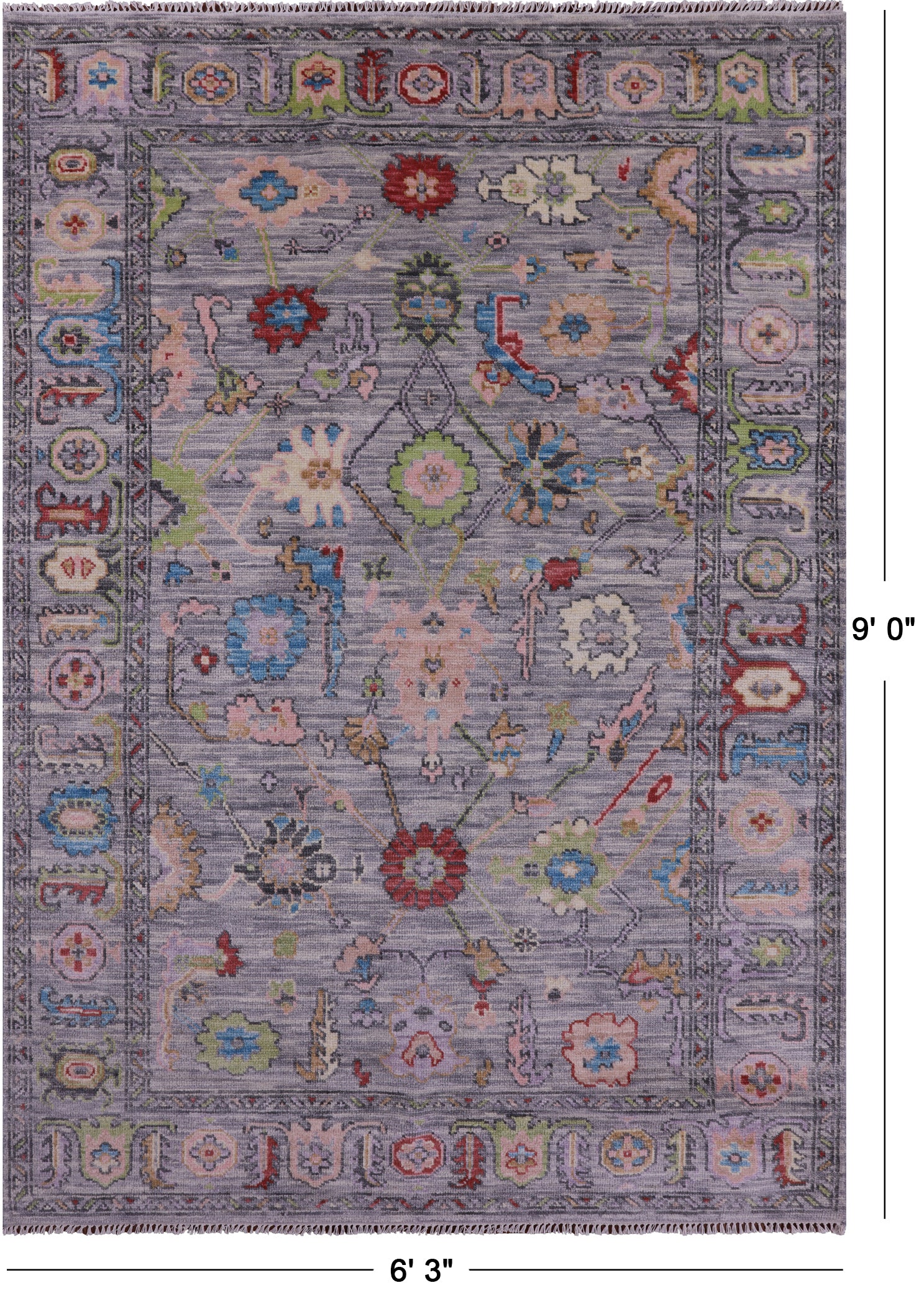 Grey Turkish Oushak Hand Knotted Wool Rug - 6' 3" X 9' 0" - Golden Nile