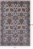 Ivory William Morris Hand Knotted Wool Rug - 6' 1" X 9' 3" - Golden Nile