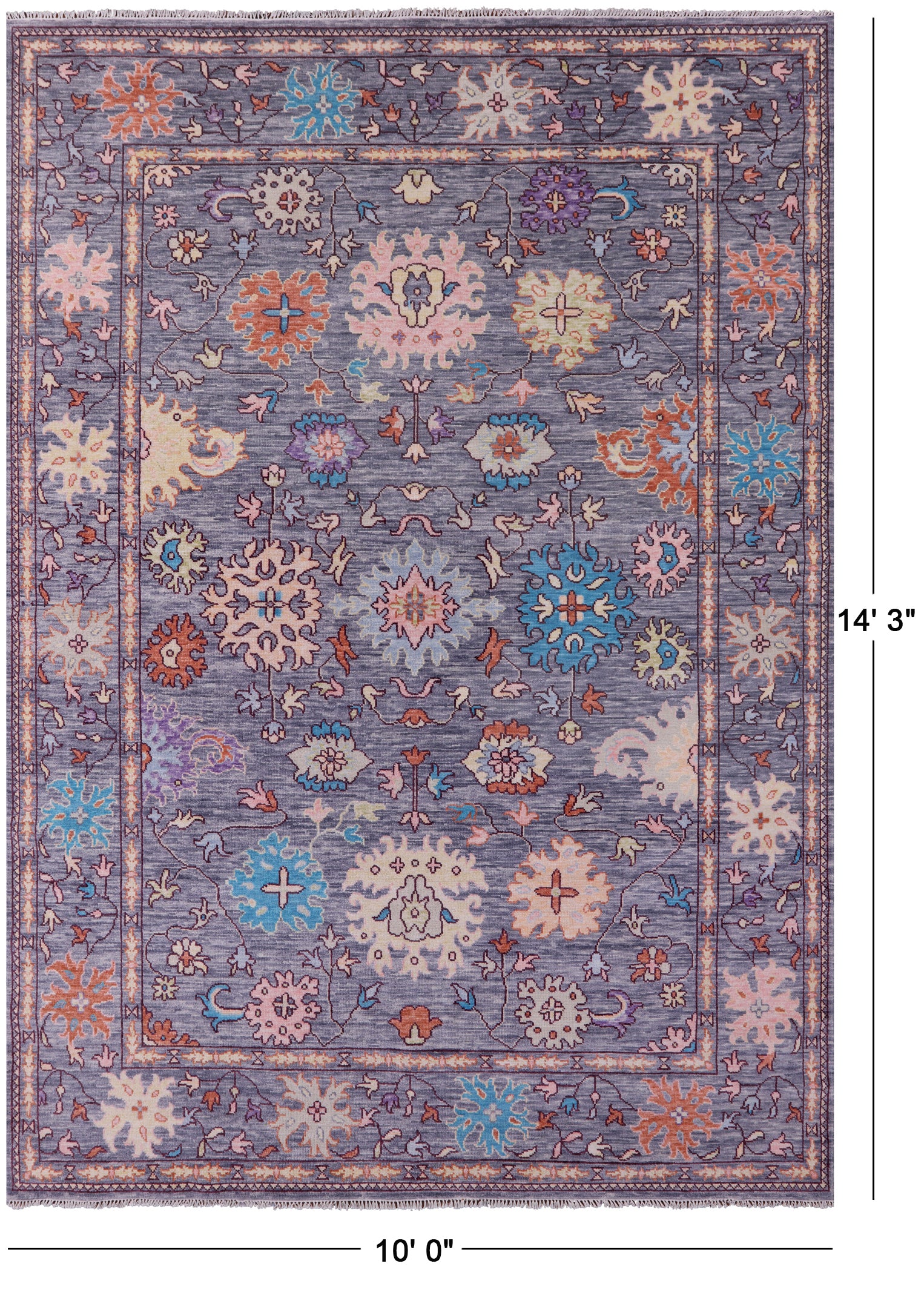 Grey Turkish Oushak Hand Knotted Wool Rug - 10' 0" X 14' 3" - Golden Nile