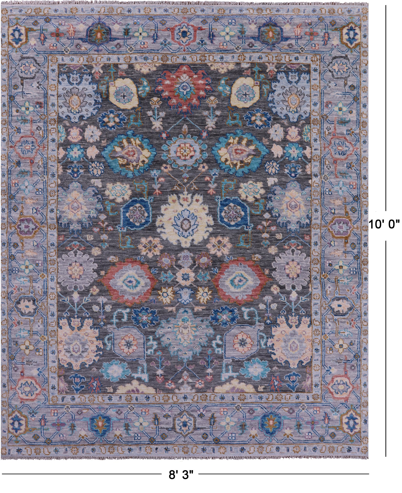 Grey Turkish Oushak Hand Knotted Wool Rug - 8' 3" X 10' 0" - Golden Nile
