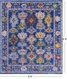 Blue Turkish Oushak Hand Knotted Wool Rug - 8' 0" X 9' 9" - Golden Nile