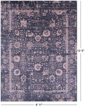 Grey Persian Hand Knotted Wool & Silk Rug - 8' 11" X 12' 0" - Golden Nile