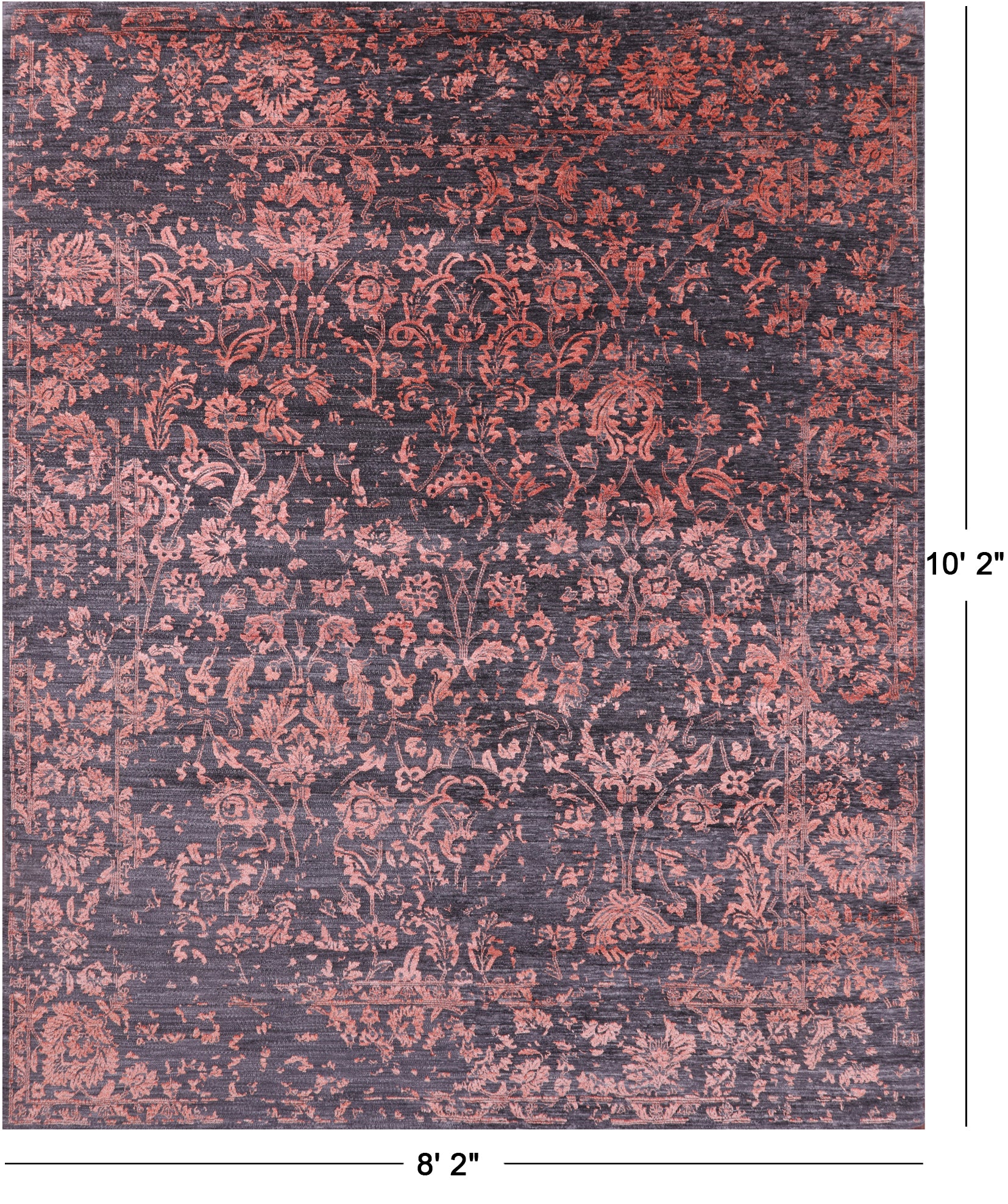 Grey Persian Hand Knotted Wool & Silk Rug - 8' 2" X 10' 2" - Golden Nile