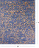 Blue Persian Hand Knotted Wool & Silk Rug - 9' 0" X 11' 8" - Golden Nile