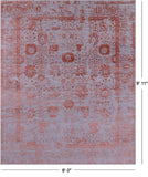 Grey Persian Hand Knotted Wool & Silk Rug - 8' 0" X 9' 11" - Golden Nile