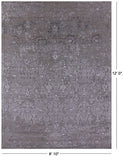 Grey Persian Hand Knotted Wool & Silk Rug - 8' 10" X 12' 0" - Golden Nile