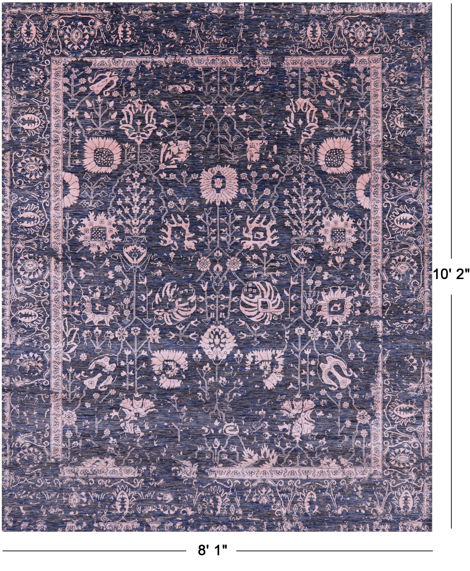 Grey Persian Hand Knotted Wool & Silk Rug - 8' 1" X 10' 2" - Golden Nile