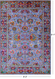 Blue Persian Hand Knotted Wool & Silk Rug - 6' 2" X 9' 1" - Golden Nile