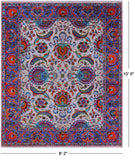 Grey Persian Hand Knotted Wool & Silk Rug - 8' 2" X 10' 0" - Golden Nile