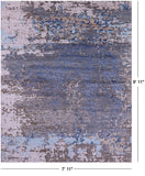 Abstract Modern Hand Knotted Wool & Silk Rug - 7' 11" X 9' 11" - Golden Nile