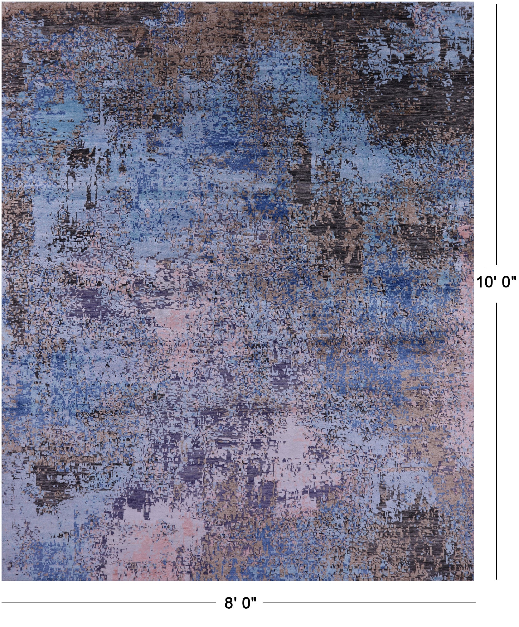 Abstract Modern Hand Knotted Wool & Silk Rug - 8' 0" X 10' 0" - Golden Nile