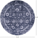 Grey Round Persian Hand Knotted Wool & Silk Rug - 7' 11" X 7' 11" - Golden Nile