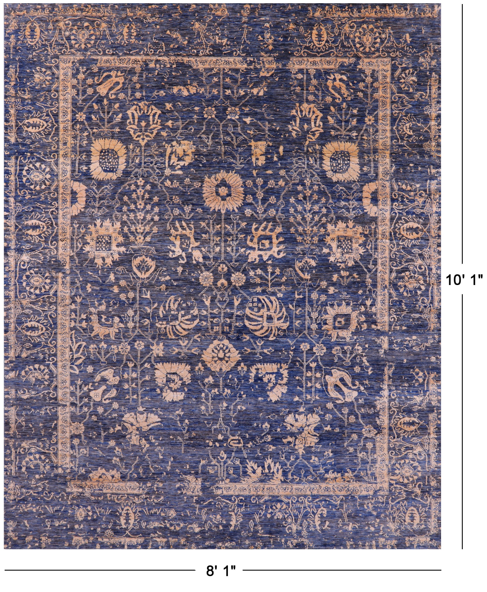 Grey Persian Handmade Wool & Silk Rug - 8' 1" X 10' 1" - Golden Nile