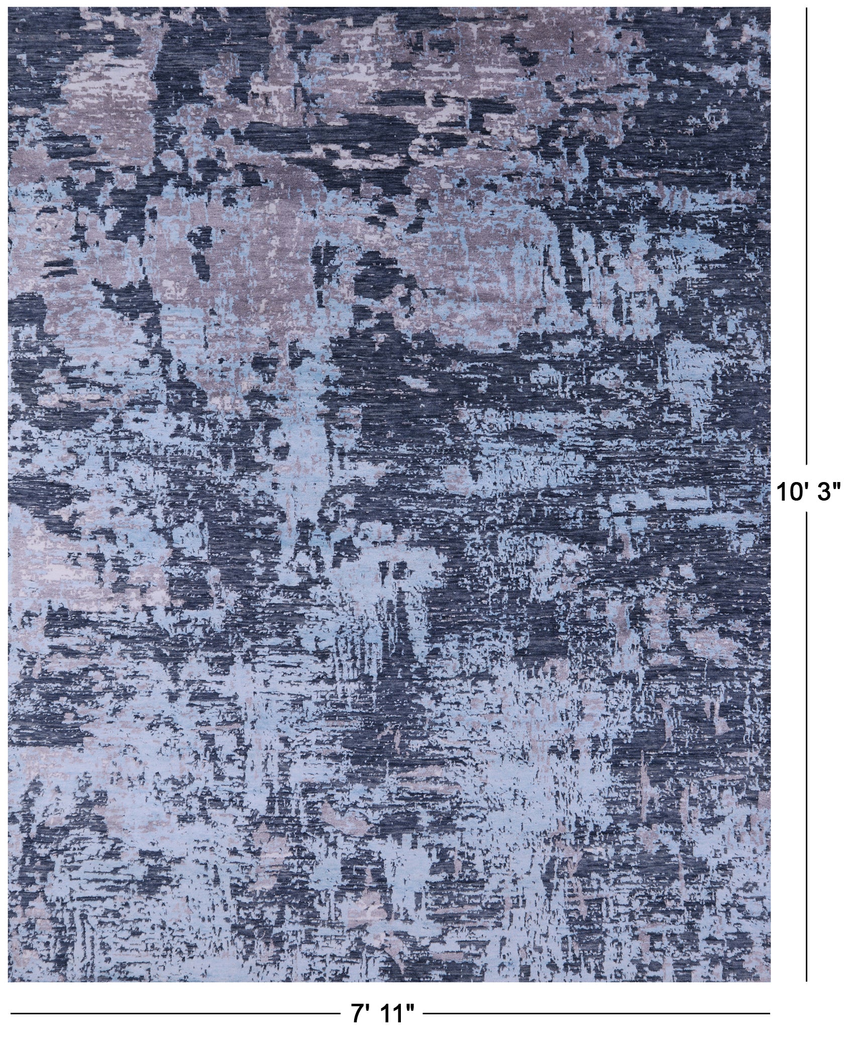 Abstract Modern Hand Knotted Wool & Silk Rug - 7' 11" X 10' 3" - Golden Nile