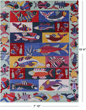 Fish Design Persian Gabbeh Hand Knotted Wool Rug - 7' 10" X 10' 4" - Golden Nile